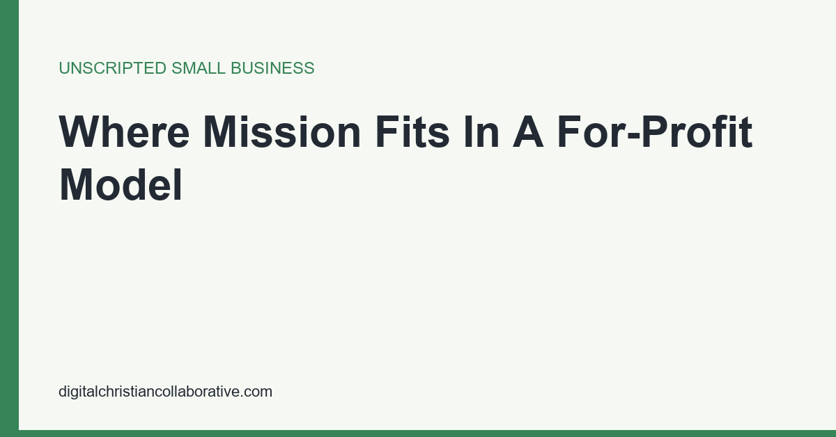 A business model canvas with a mission commitment threaded through pricing, hiring and customer promises.